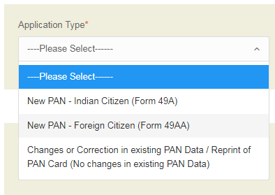 PAN Card Application Form